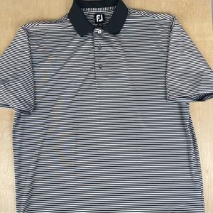 FootJoy Mens XL Performance Golf Polo Black/White Strip
